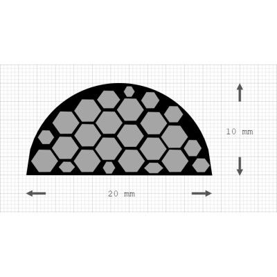 Mosrubberprofiel halfrond | EPDM | zwart | 10 x 20 mm | rol 50 meter